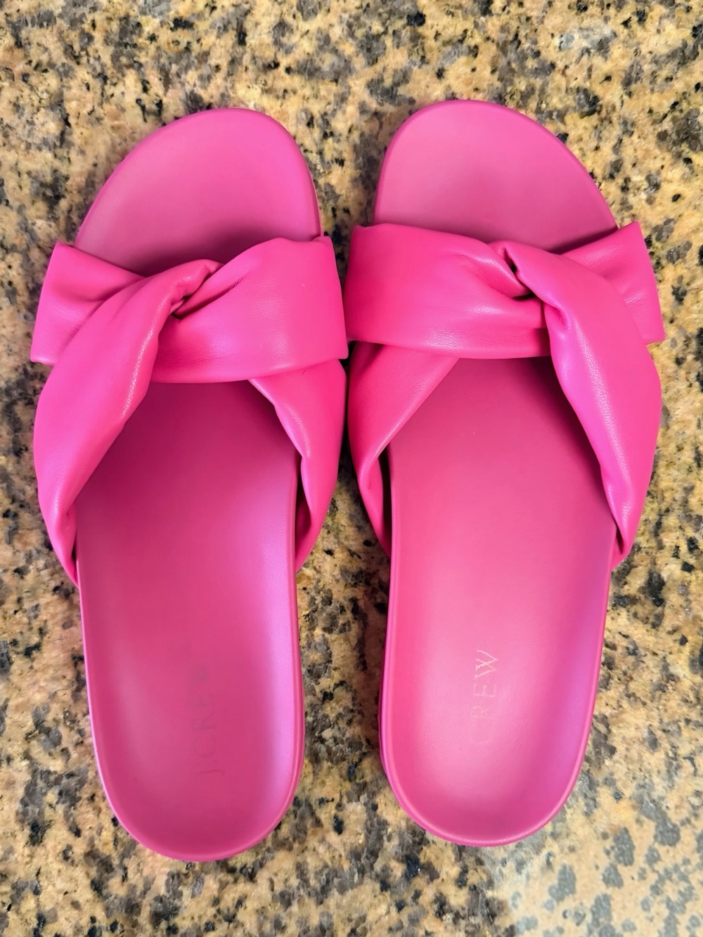 J. Crew Women's Bright Pink Knotted Slide Sandals